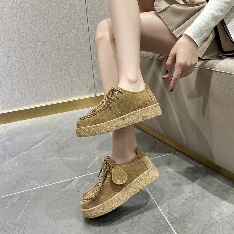 Women's & Men's Couple Platform Kangaroo Biscuit Derby Retro Women's Sports Shoes