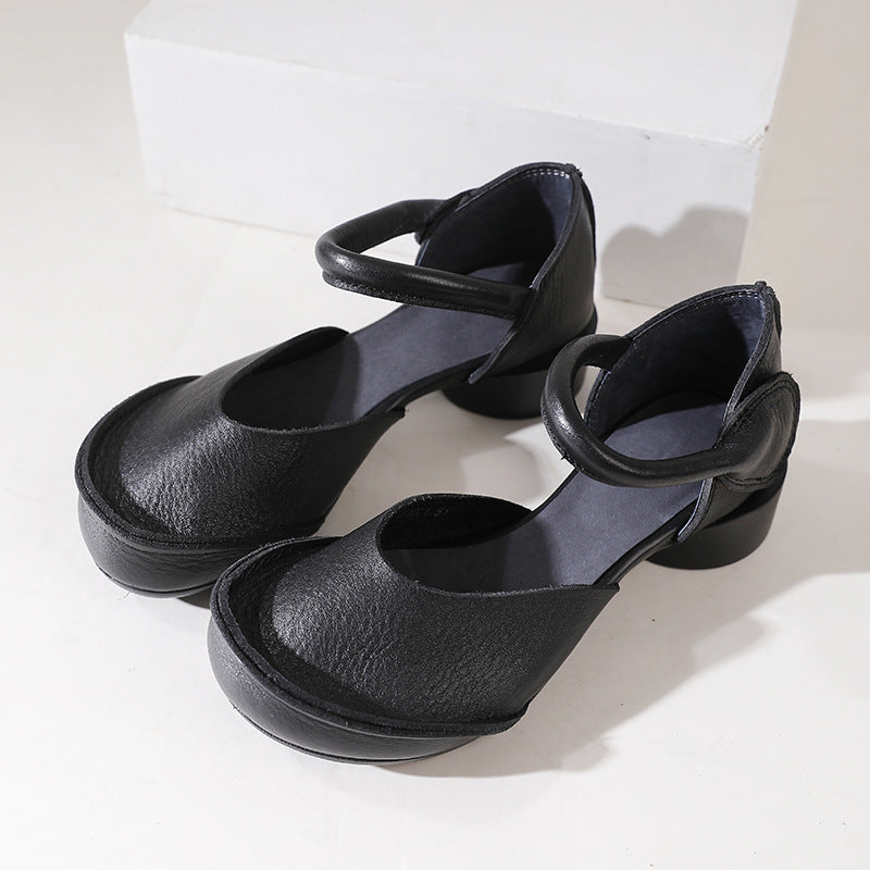 Women's Chunky Back To Ancient Times Handmade Soft Bottom Comfortable Heels