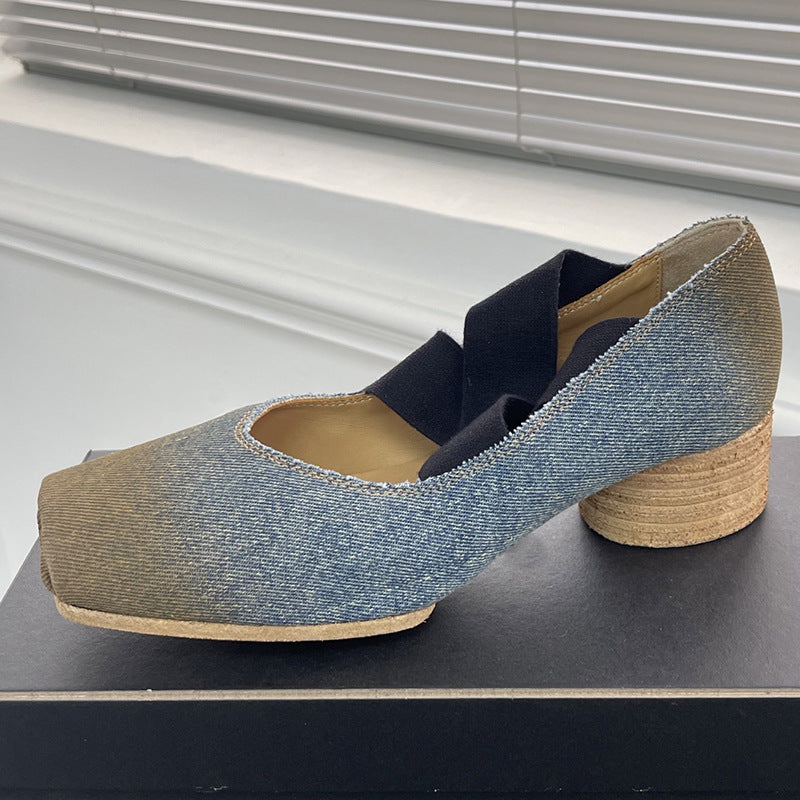 Women's Ballet Vintage Mary Cross Strap Distressed Pumps Women's Fashion Shoes
