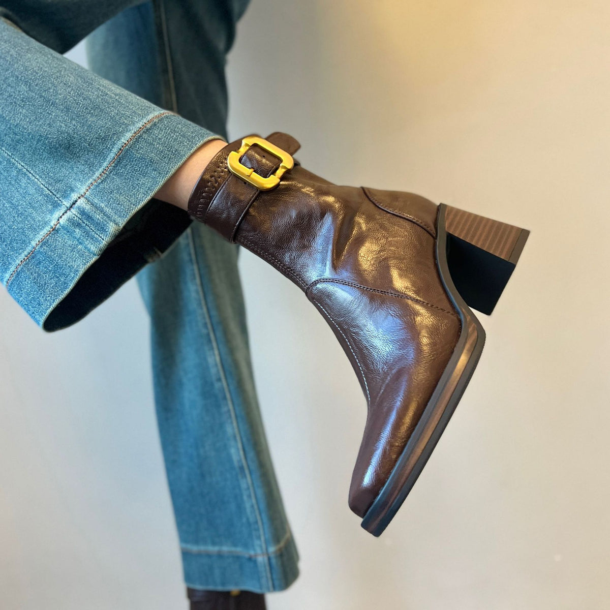 Women's Square Toe High Short For Light Luxury Thick Thin Soft Heels