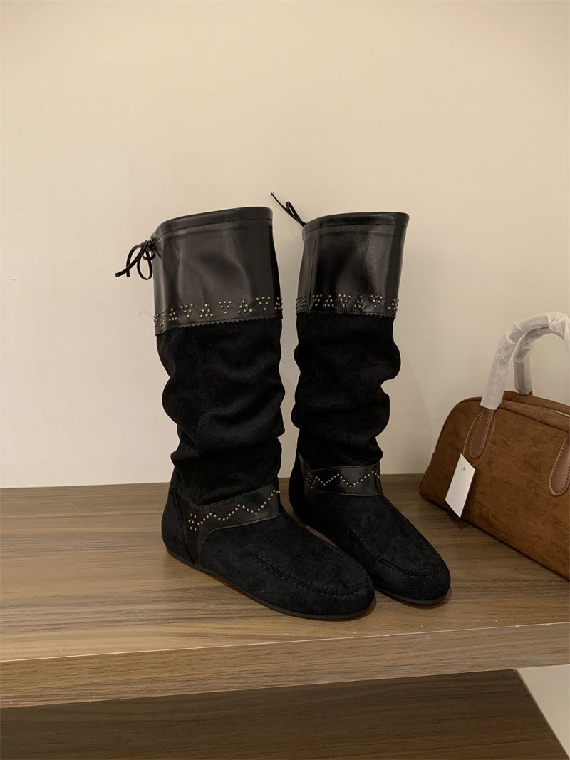 Women's Rivet Height Increasing Insole Western Cowboy Boots