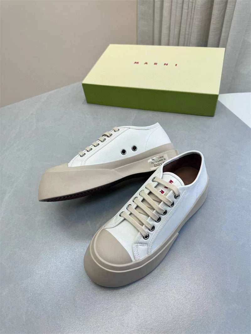 Women's Velcro Muffin Platform White Retro Genuine Mary Casual Shoes