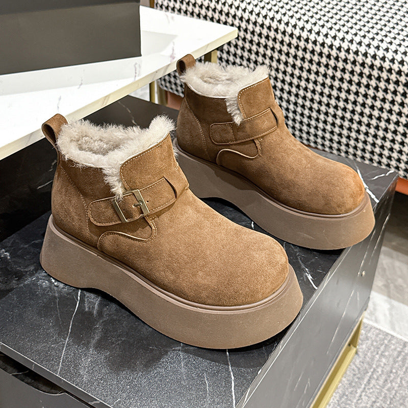 Women's Thick Bottom Fleece-lined Winter Ankle Retro Snow Boots