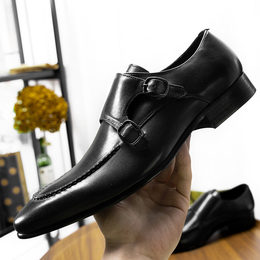 Men's Pointed Toe Side Buckle Trendy British Casual Shoes