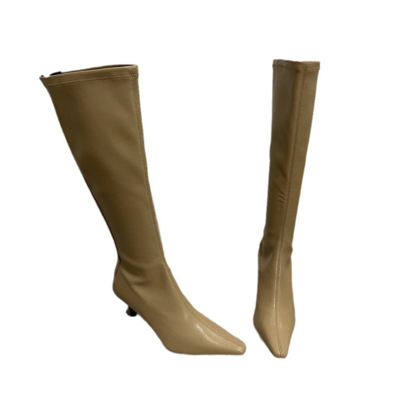 Autumn Square Toe Stiletto Back Zipper Skinny Boots