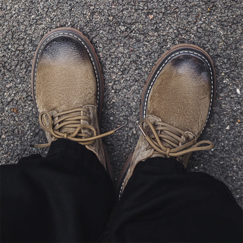 Men's Autumn Retro British Big Head Derby Leather Shoes
