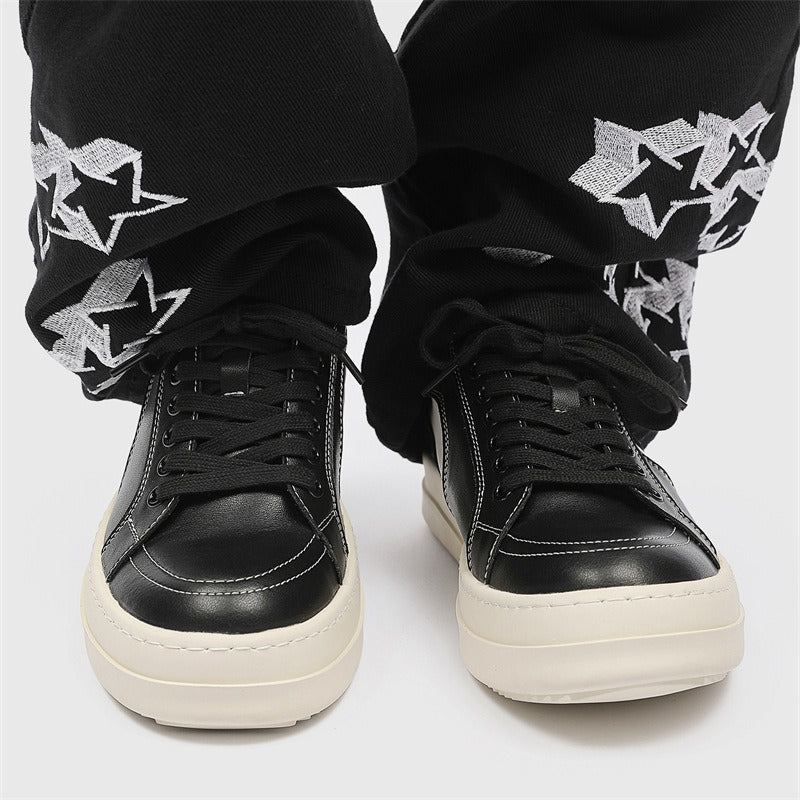 Thick Bottom Fashion Comfortable White Laser Hollow Out Niche Minimalist Men's Board Shoes