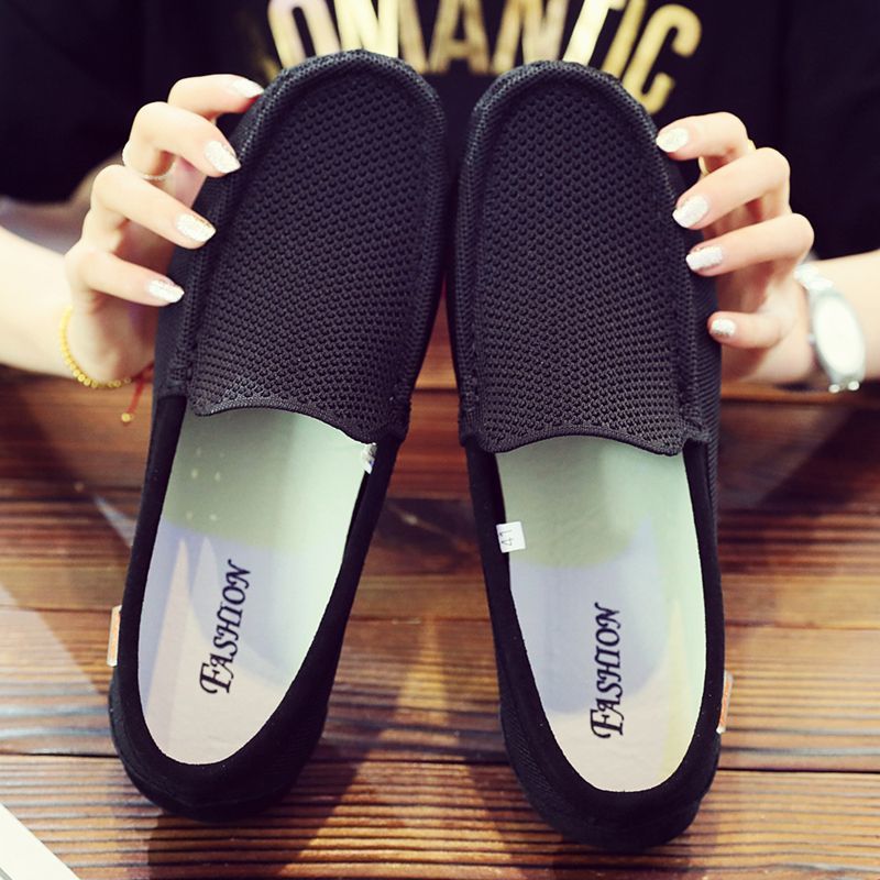 Men's Summer Hollow Korean Style Breathable Trendy Slip-on Soft Men's Casual Shoes