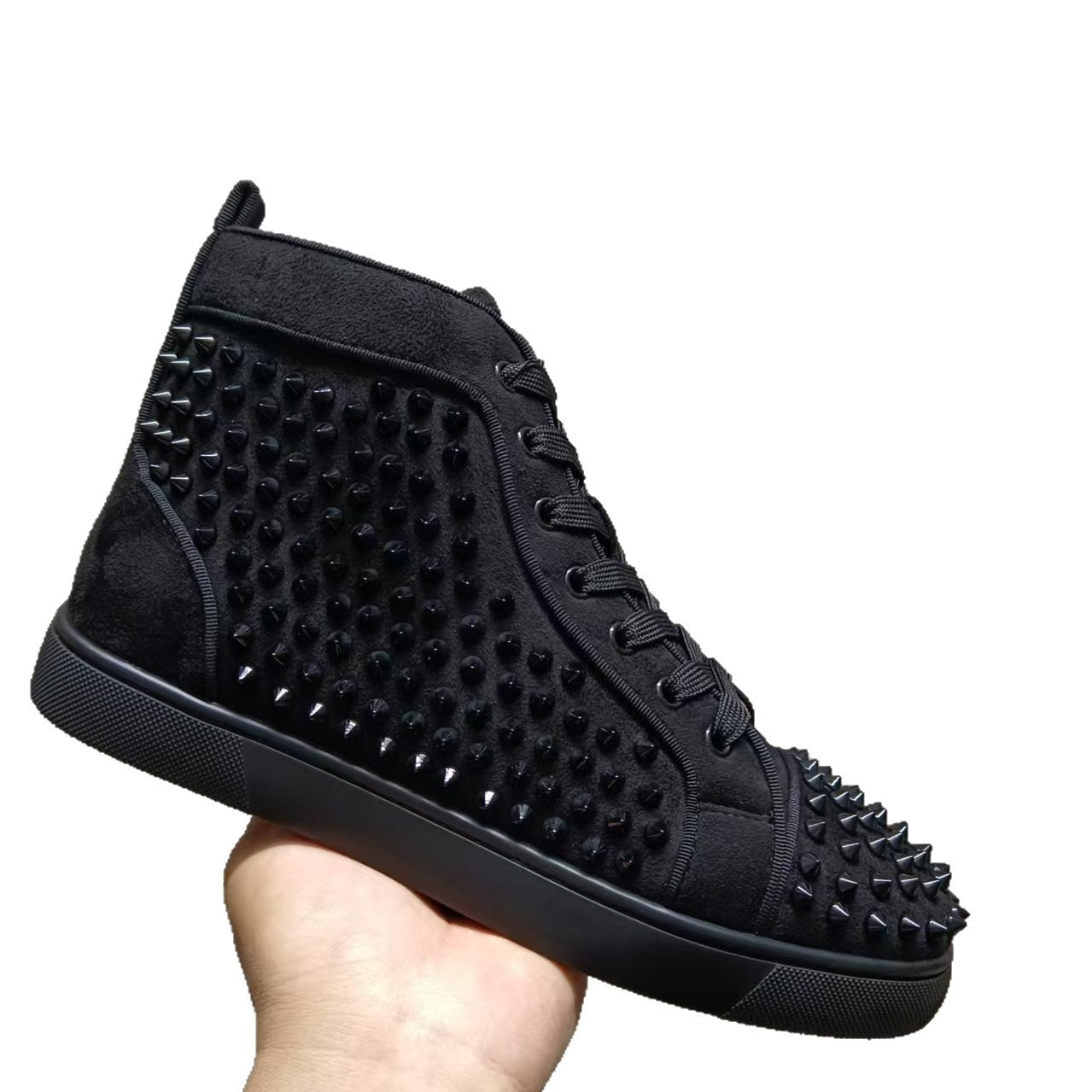 Men's Red Bottom Printed Fashion Rivet Black Casual Shoes