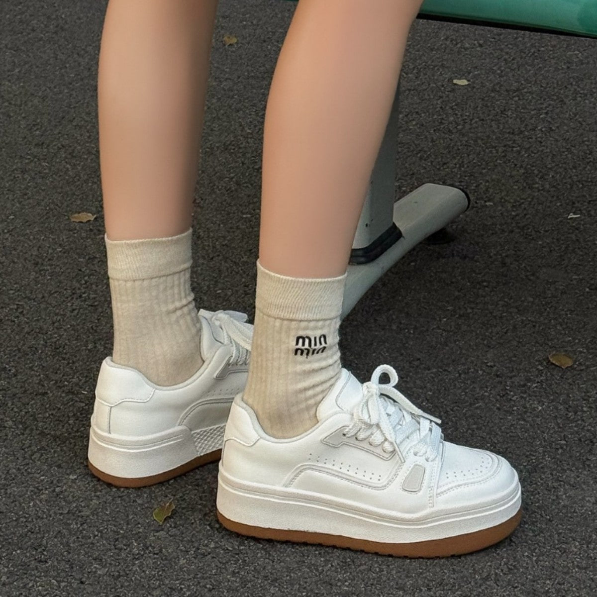 Women's Genuine Platform White Winter Brushed Fleece-lined Warm Round Women's Casual Shoes