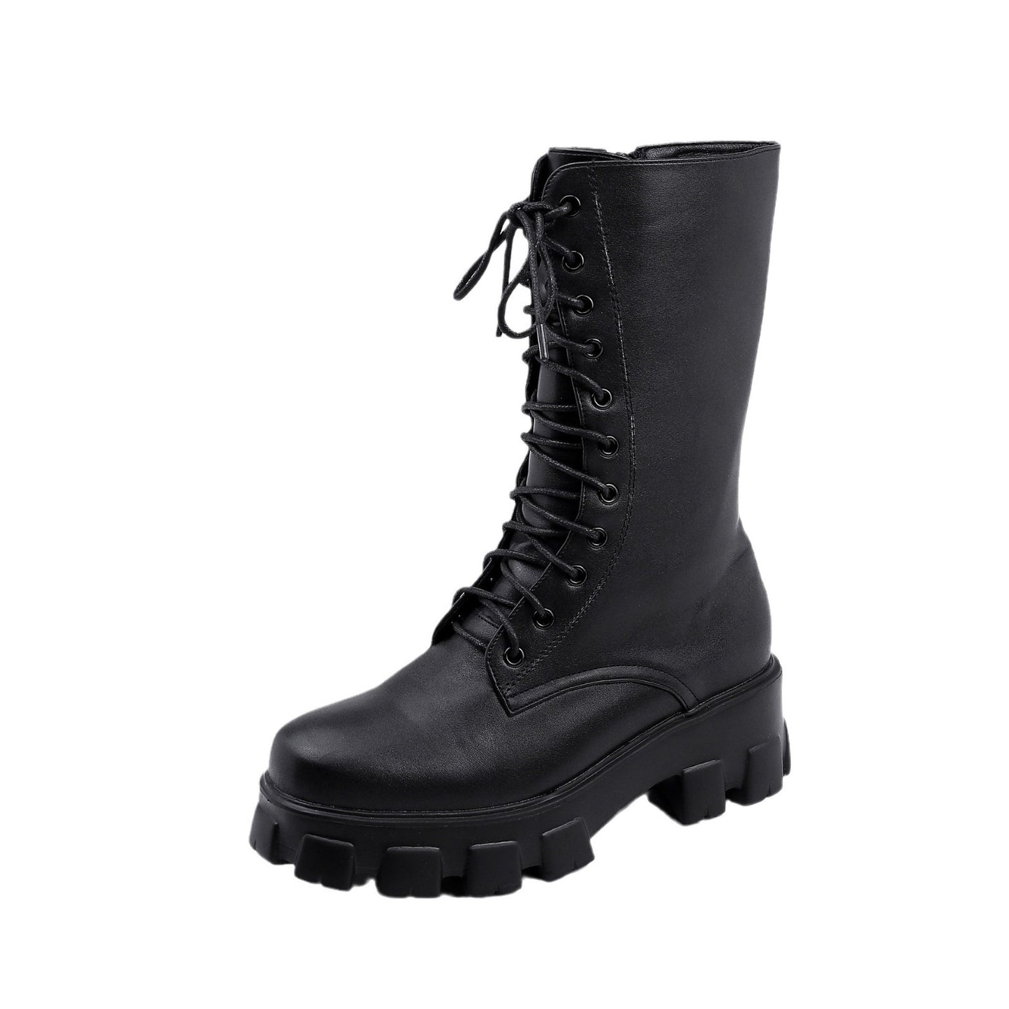 Women's Small British Style Platform Black Length Boots