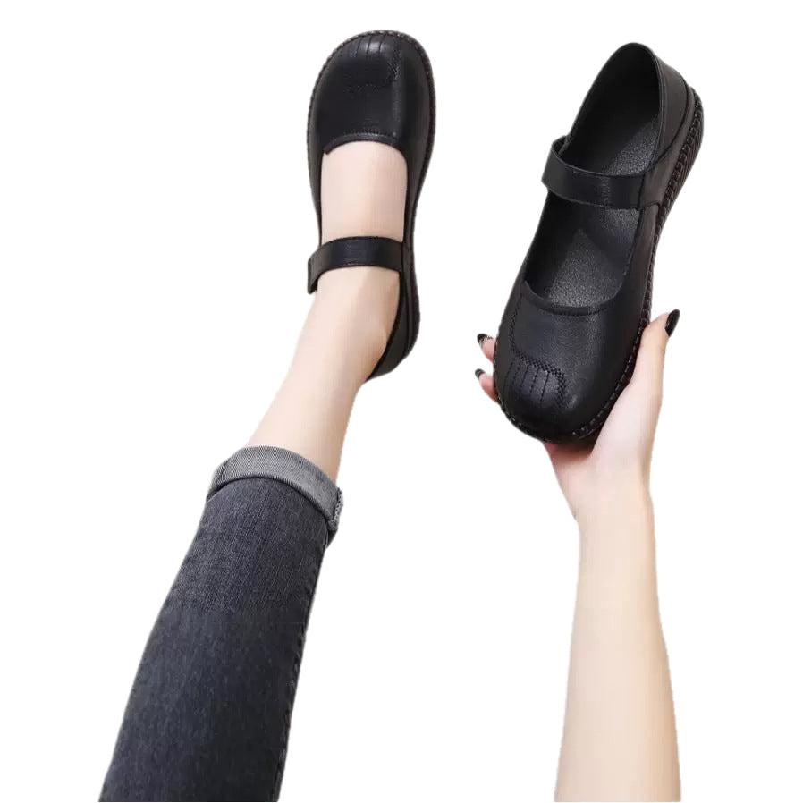 Women's Cowhide Spring Comfortable Mom Genuine Super Soft Tendon Bottom Easy Leather Shoes