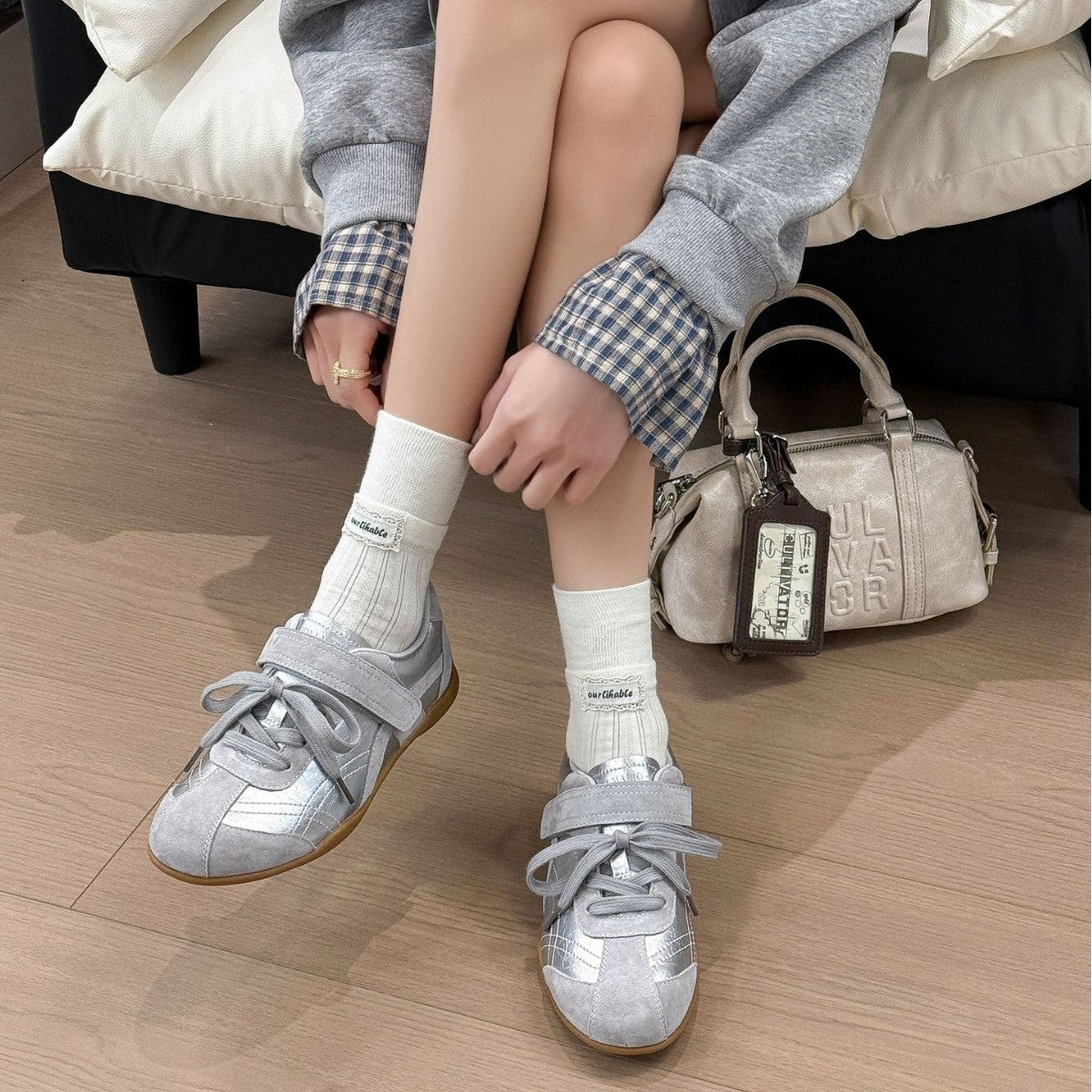 Korean Style Retro Lace Up Velcro German Training Women's Casual Shoes