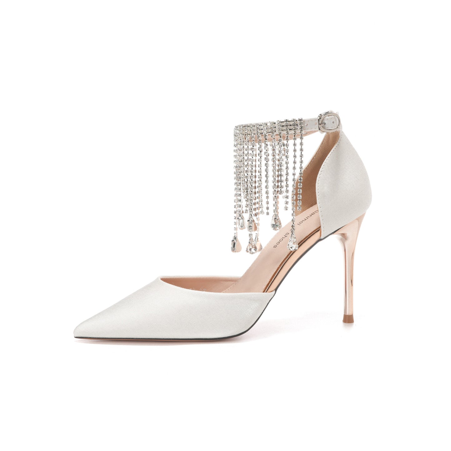 Tassel Chain Hollowed Two-way High Stiletto Pointed Toe Banquet Wedding Heels