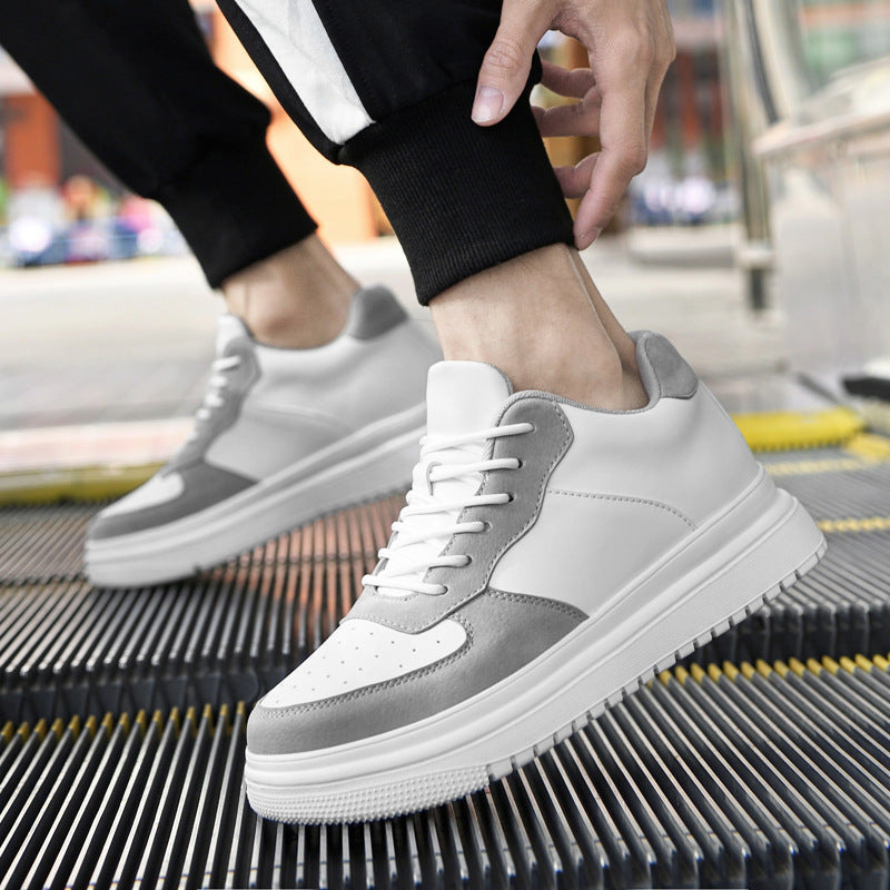 Men's Increasing Thick Bottom White Platform Spring Low Casual Shoes