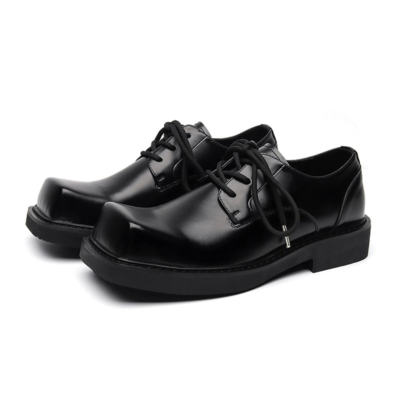 Men's Square Toe Design Formal Thick Bottom Low Men's Casual Leather Shoes