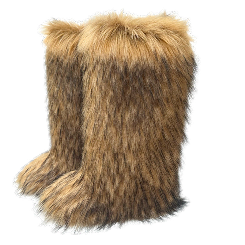 Classy Furry Trendy Thickening Plus Size Snow Boots