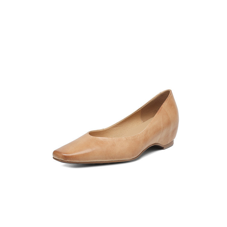 Women's Elegant Wedge Low Spring Square Toe Low-cut Men's Shoes