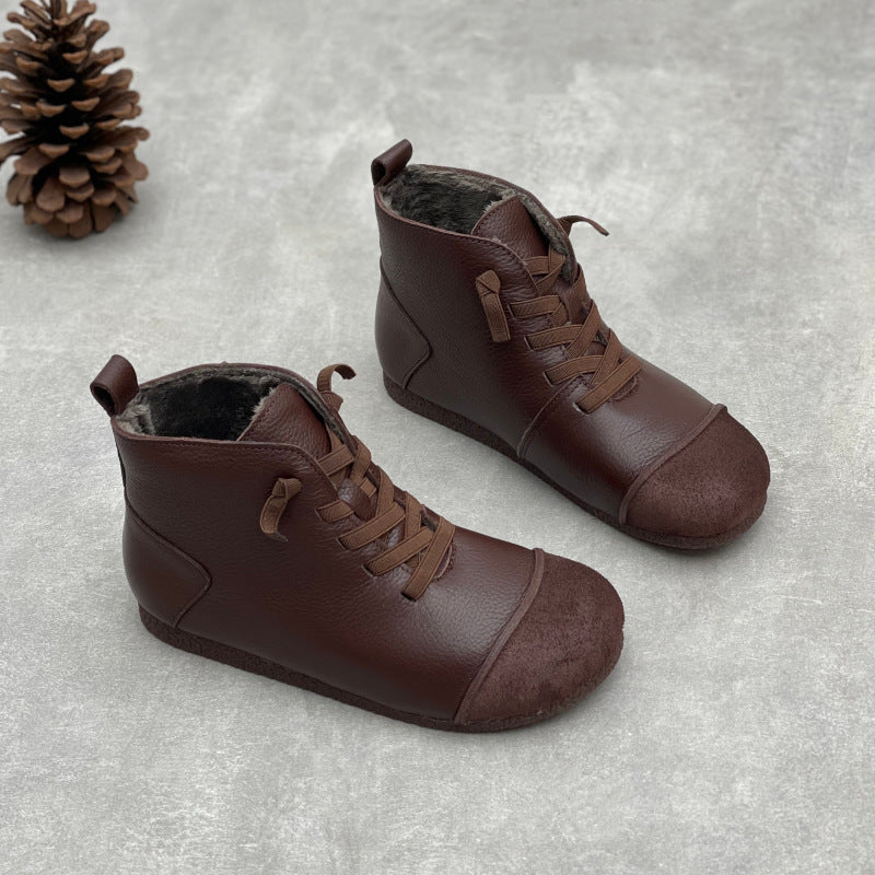 Retro Style Soft Bottom With Veet Lining Warm Boots