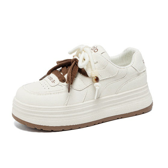Women's Large Size Thick Bottom Fleece-lined White Winter Warm Sports Skate Women's Cotton Shoes