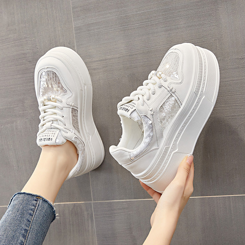 Women's Korean Elevator Wild White Female Tennis Women's Casual Shoes