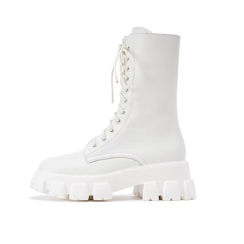 Women's Di Li Reba Martin Short Motorcycle White Boots