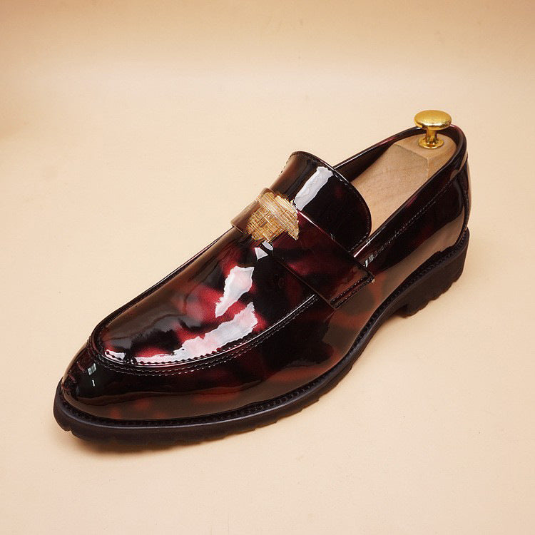 Men's Summer Bright Korean Pointed Toe Retro Men's Casual Leather Shoes