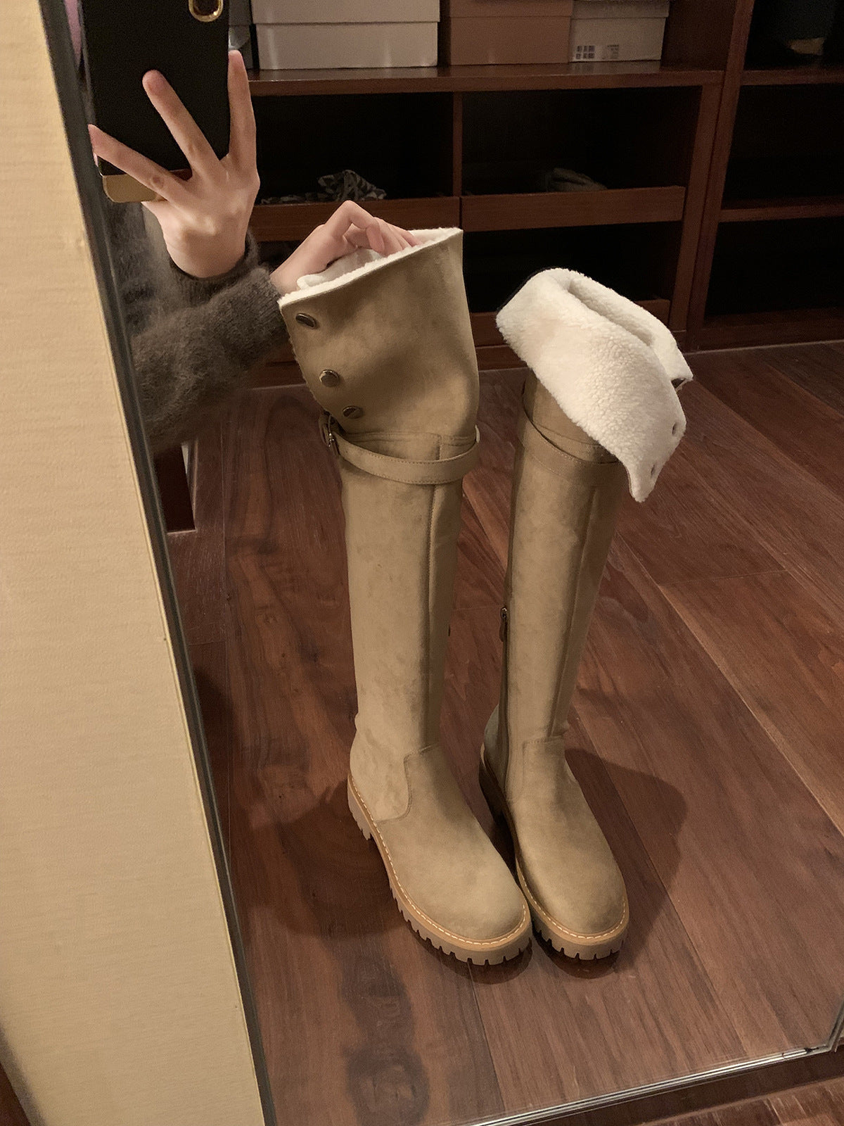 Women's Knee Knight Thick Bottom Fleece-lined Long Snow Boots