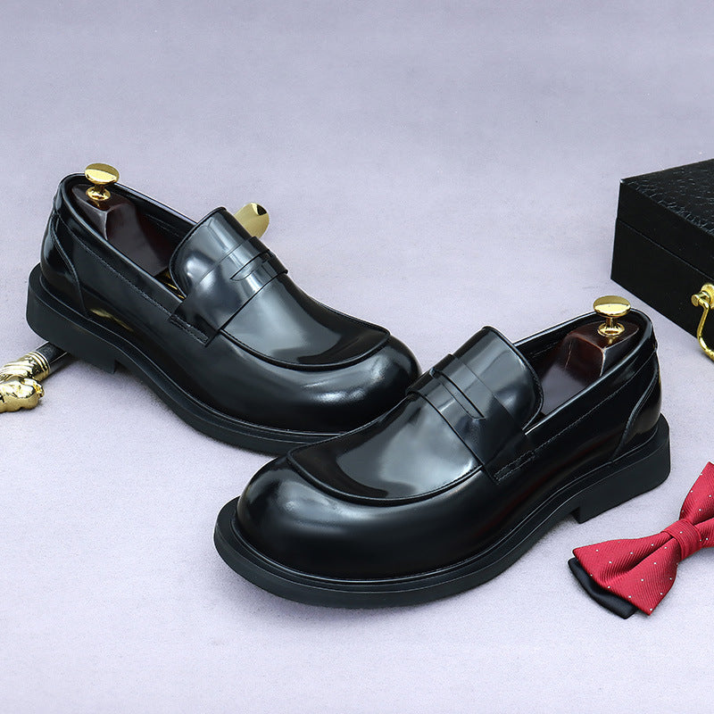 Men's Business Formal Cowhide Slip-on Paint British Leather Shoes