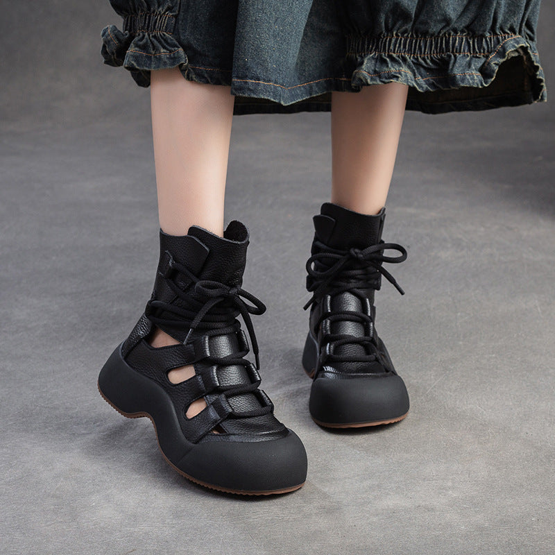 Women's Closed Toe Hollow Breathable Retro Fashion Special Interest Light Platform Sandals