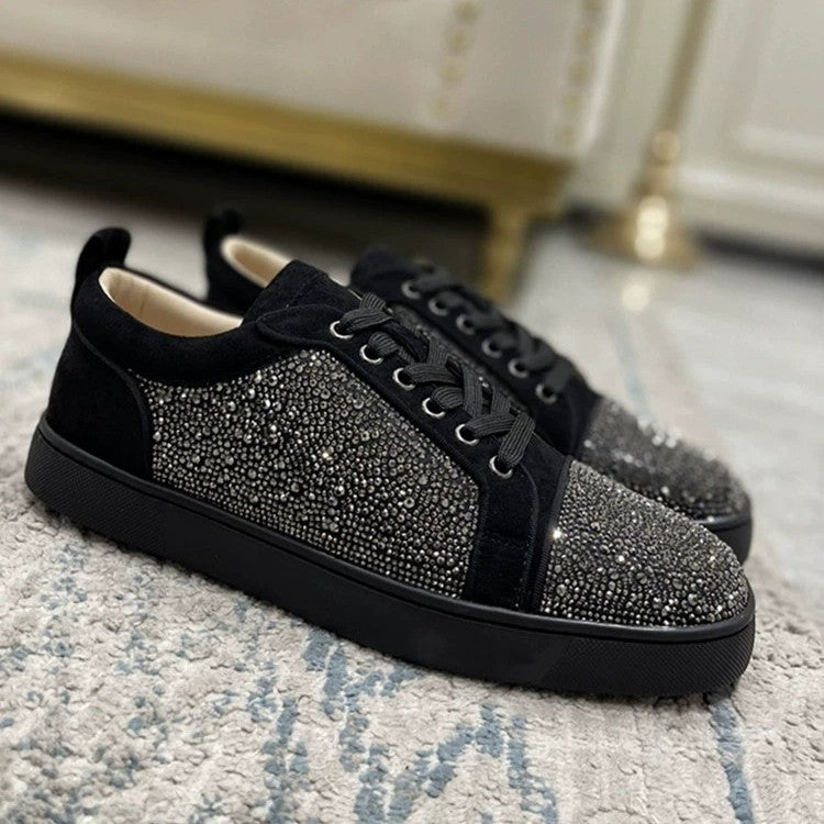 Men's Red Sole Board Sequined Rivet Trendy Versatile Women's Casual Shoes