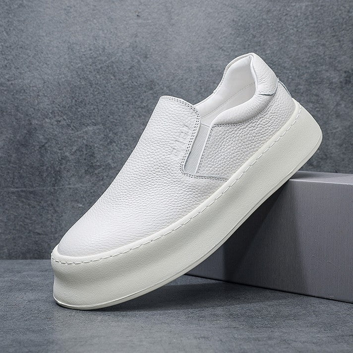 Men's Elevator Board Platform Fashion White Breathable Casual Shoes