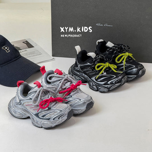 Children's Summer Trendy Brushed Double Single Mesh Thick Children's Sports Shoes