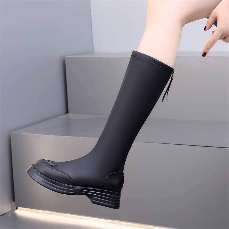 Single-layer Small Thin Flat Below The Women's Leather Boots