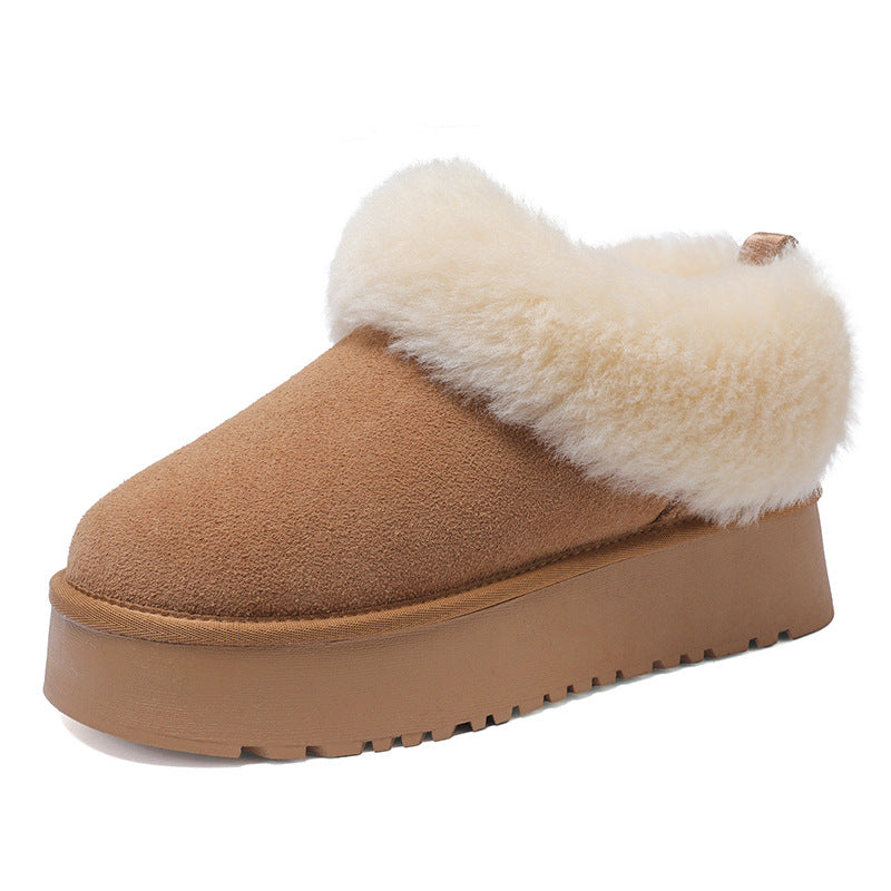 Insole Platform Female Winter Slip-on Fur Integrated Women's Snow Boots