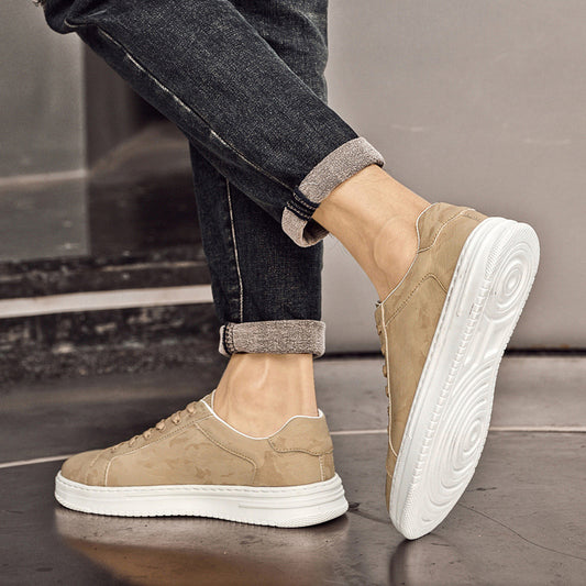Men's Skate White Low Top Handmade Flat Surface Skateboard Korean Men's Board Shoes