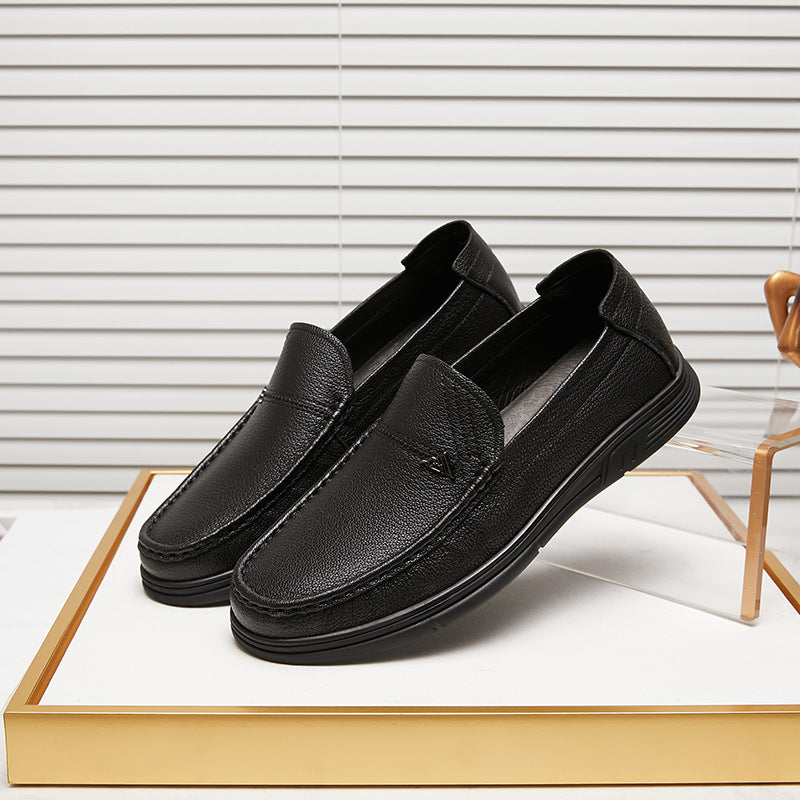 Men's Lightweight Comfortable Small Milled Cowhide Autumn Slip-on Men's Casual Shoes