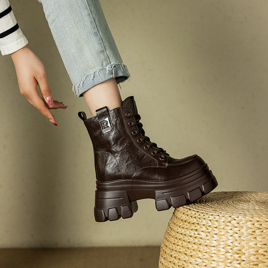 Women's Martin Elevator Small Platform Ankle Retro Easy Women's Casual Shoes