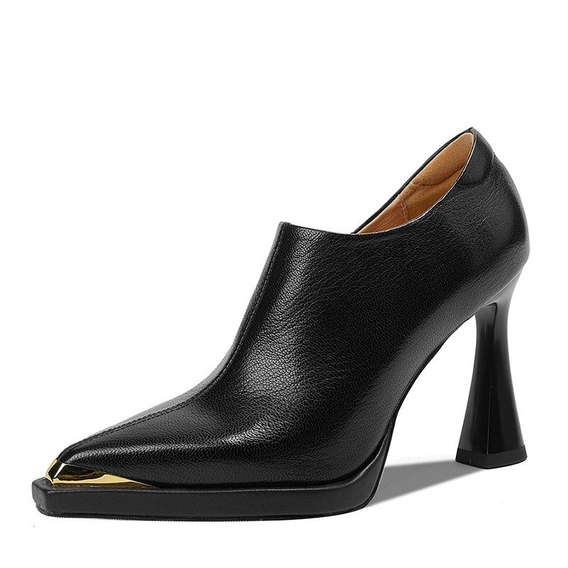 Special Interest Light Luxury Fashion Elegant Side Zipper Deep Mouth Heels