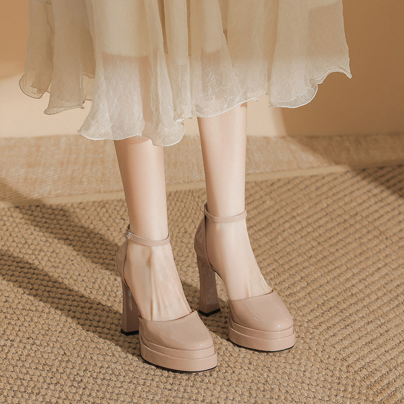 Women's French Mary Jane Wedding Waterproof Platform Sexy High Heeled Sandals