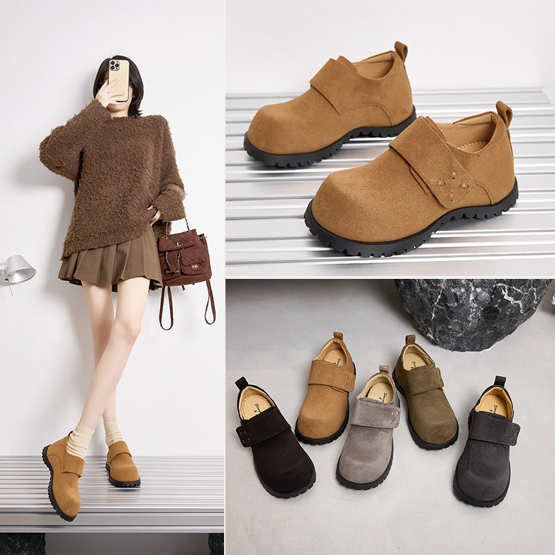 Women's Hidden Big Head Derby Thick Bottom Belt Women's Casual Shoes