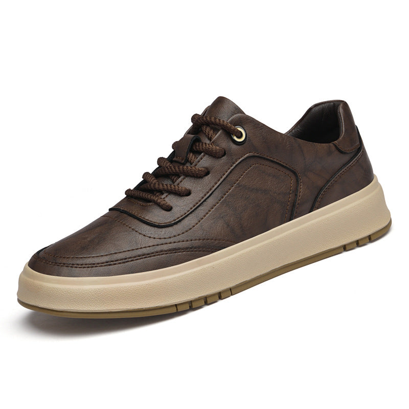 Men's Autumn Cowhide Surface Comfortable Green Retro Easy Matching Men's Board Shoes