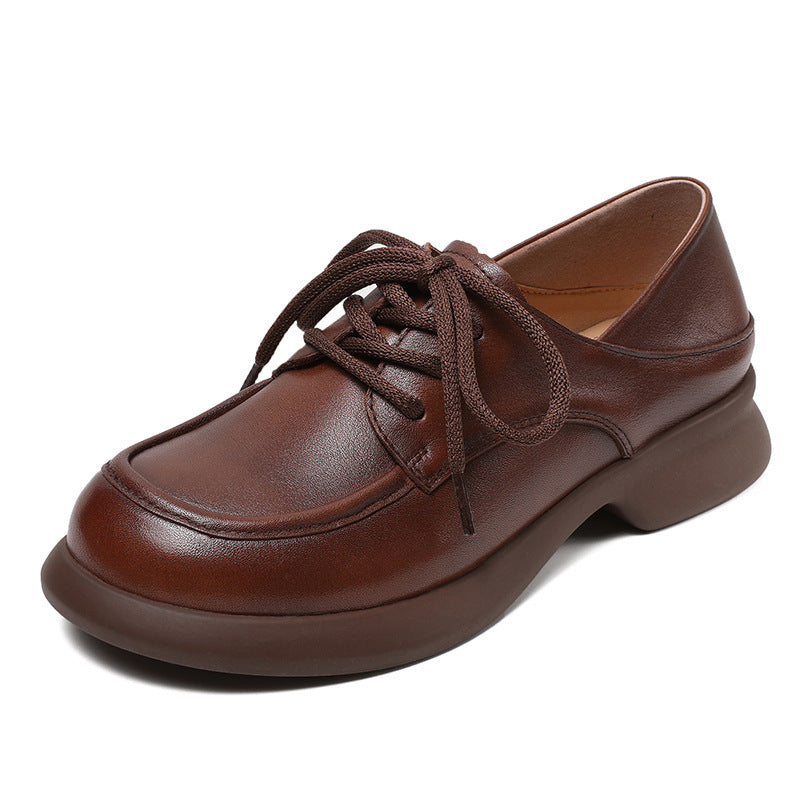 Women's Layer Cowhide Handmade Retro Small For Spring Two-way Lazy Soft Leather Shoes