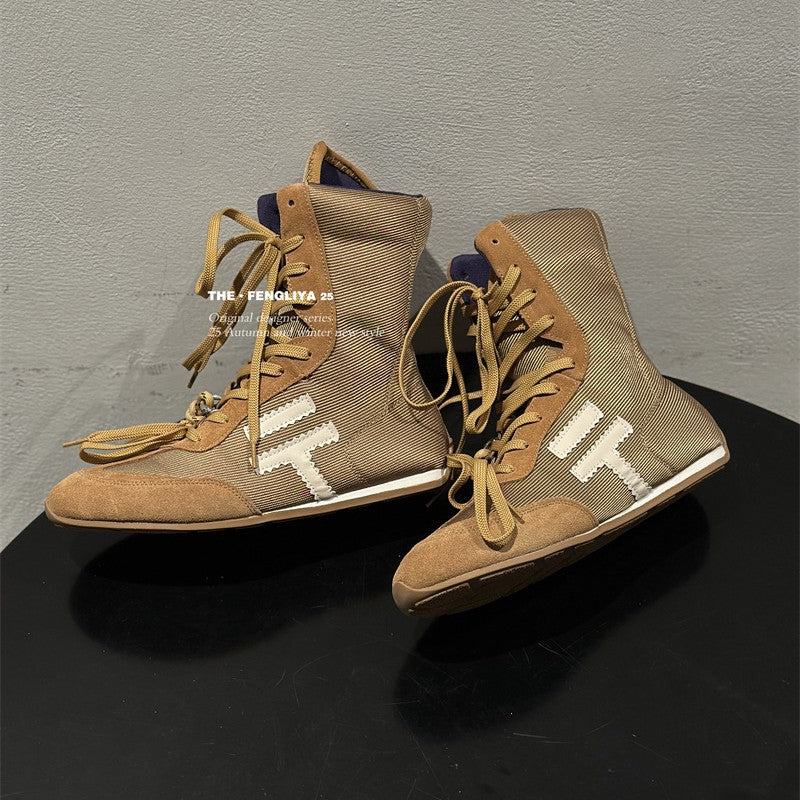 Style Vintage Martin Sports Short Boxing Round Boots