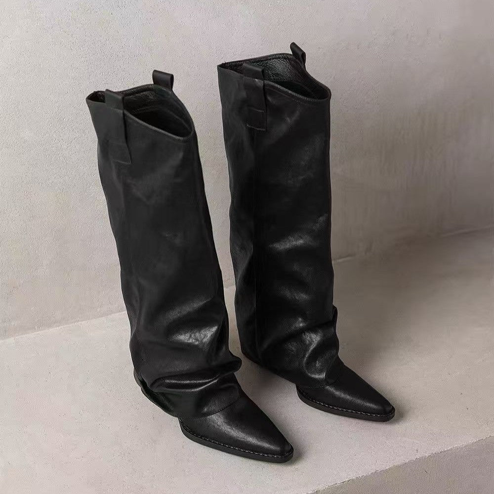 Women's The Knee Tall Knight Slimming Chunky Long Heels