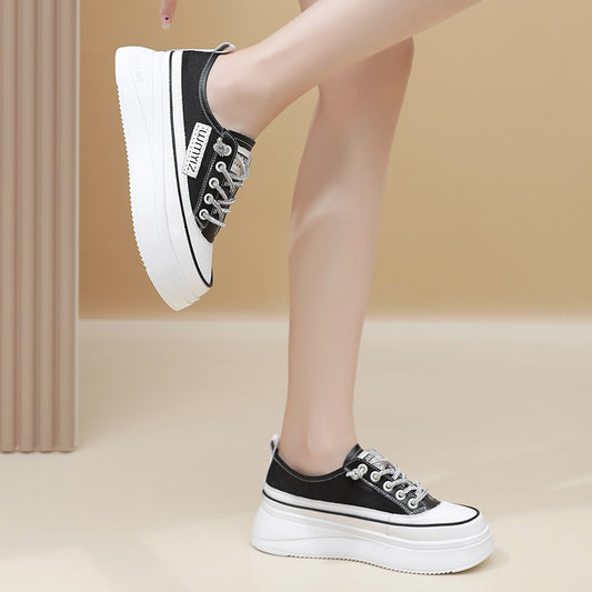 Women's & Men's Four White Front Fashion Thick Bottom Men's Shoes
