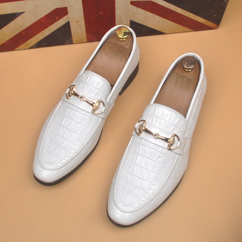Men's British Pointed Crocodile Pattern Summer Versatile Breathable Genuine Doug Height Men's Casual Leather Shoes