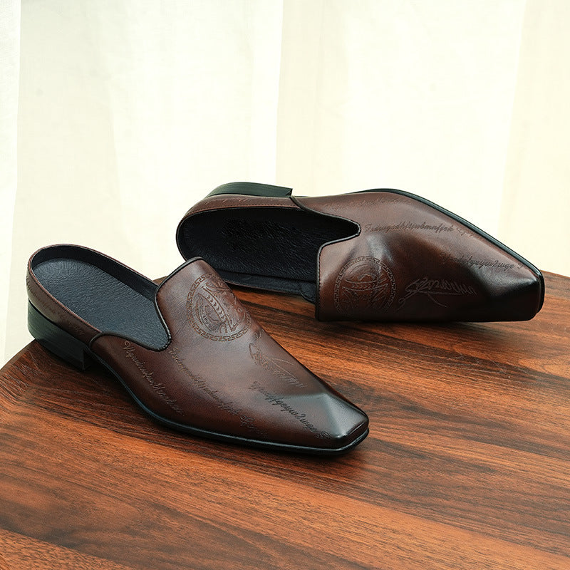 Men's Closed Toe Half Outer Wear Carved Sandals