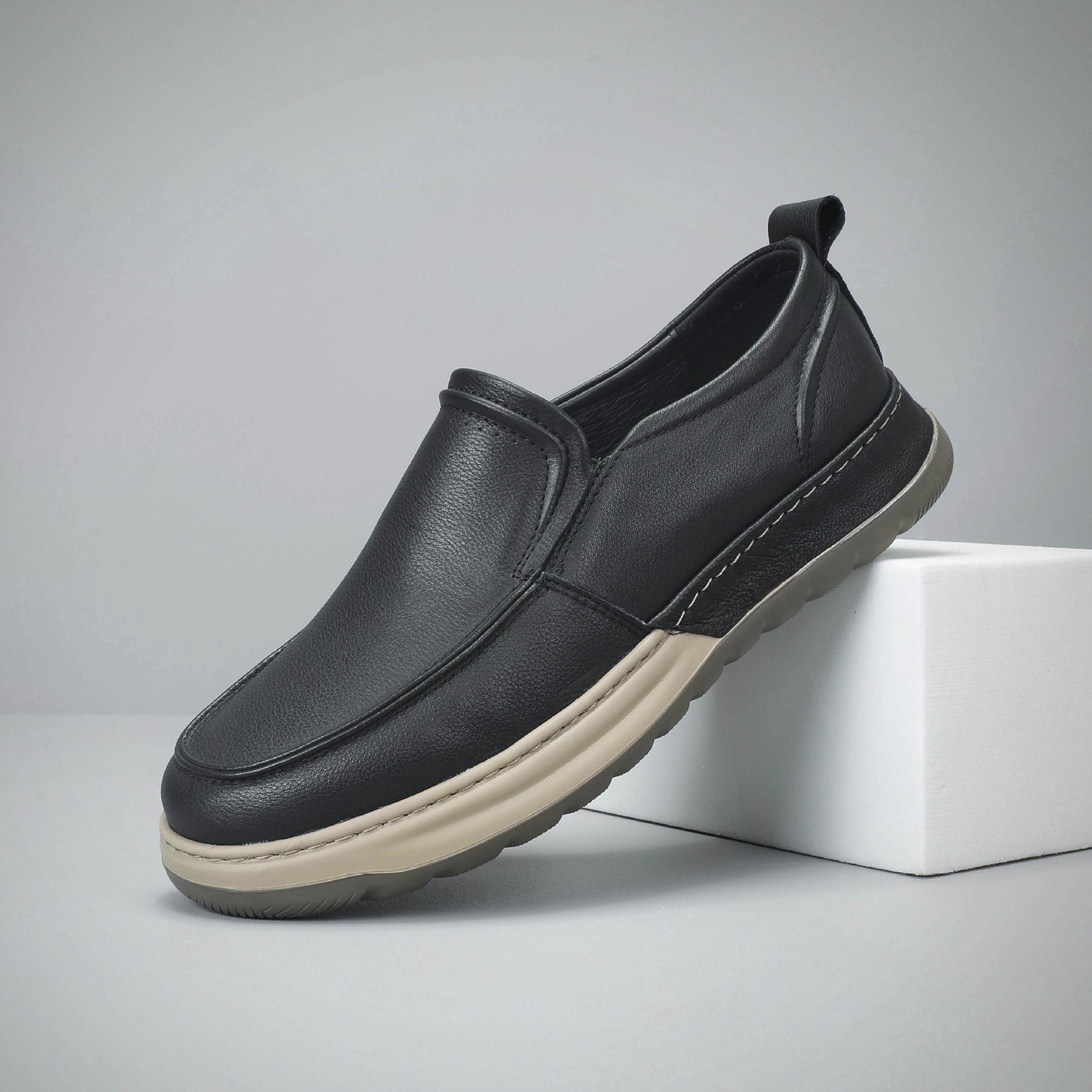 Men's One Pedal Spring Flat Green Genuine Slip-on Beanie Lightweight Soft Men's Casual Leather Shoes