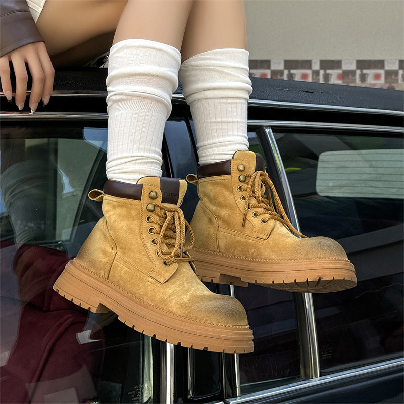 Men's Versatile Retro Ankle Thick-soled Green Tooling Boots